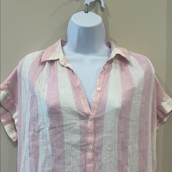 Madewell Pink and White Striped Women's Top- small - Picture 2 of 6